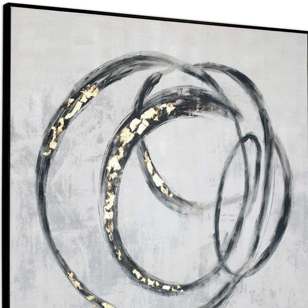 Circulo Hand Painted Black Floater Frame Wall Art