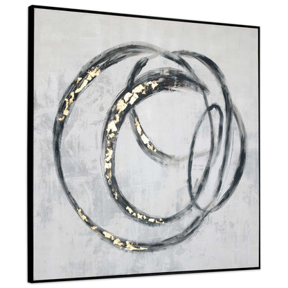 Circulo Hand Painted Black Floater Frame Wall Art