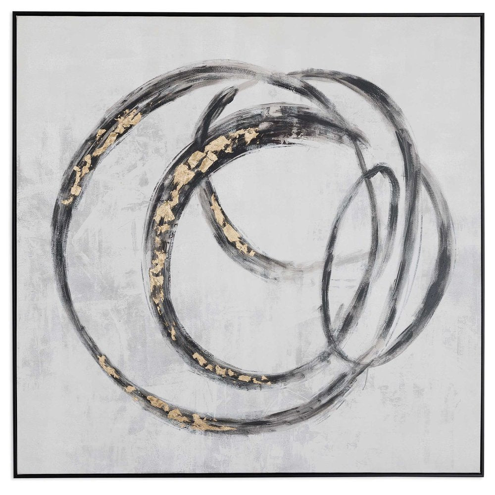 Circulo Hand Painted Black Floater Frame Wall Art