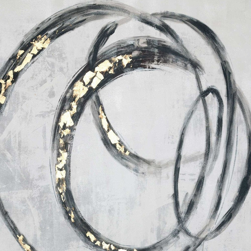 Circulo Hand Painted Black Floater Frame Wall Art