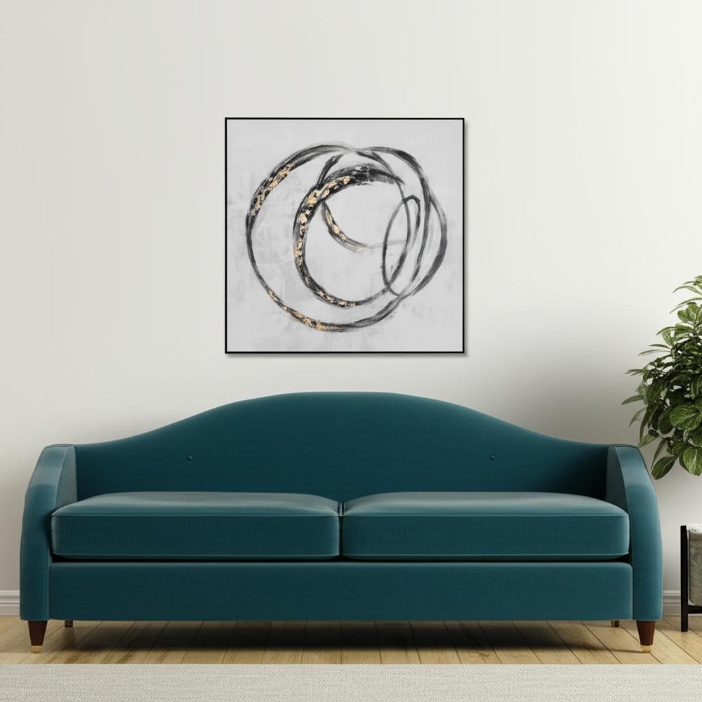 Circulo Hand Painted Black Floater Frame Wall Art