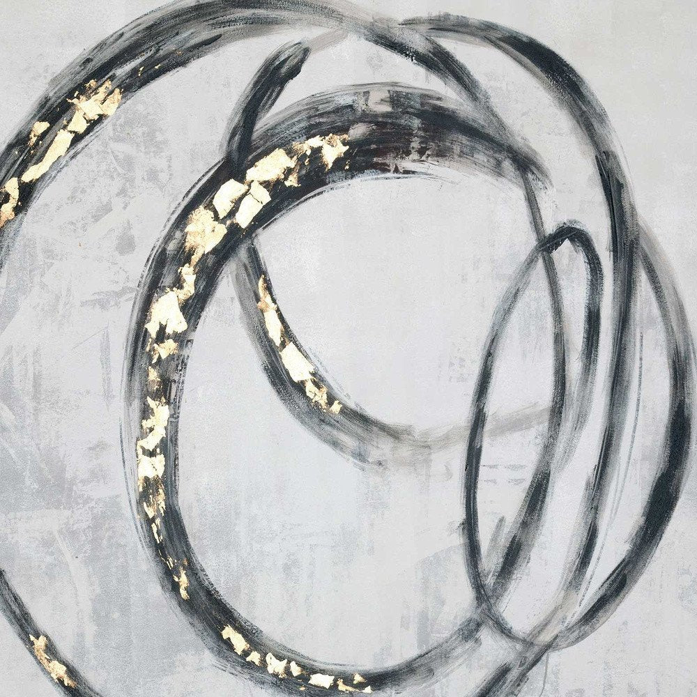 Circulo Hand Painted Black Floater Frame Wall Art