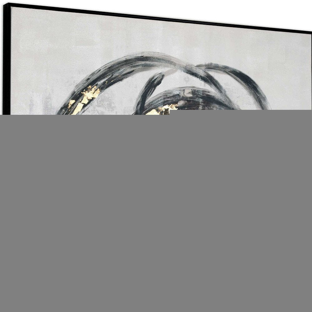 Circulo Hand Painted Black Floater Frame Wall Art