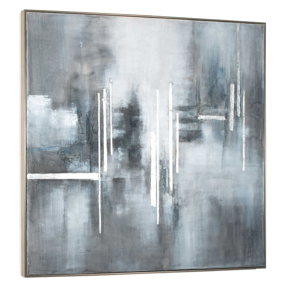 Royal Skies Hand Painted Silver Floater Frame Wall Art