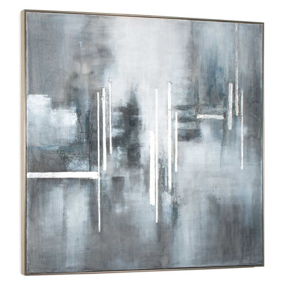 Royal Skies Hand Painted Silver Floater Frame Wall Art