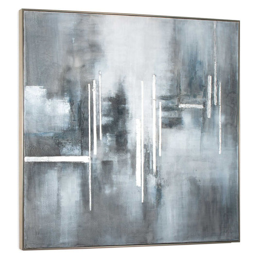 Royal Skies Hand Painted Silver Floater Frame Wall Art