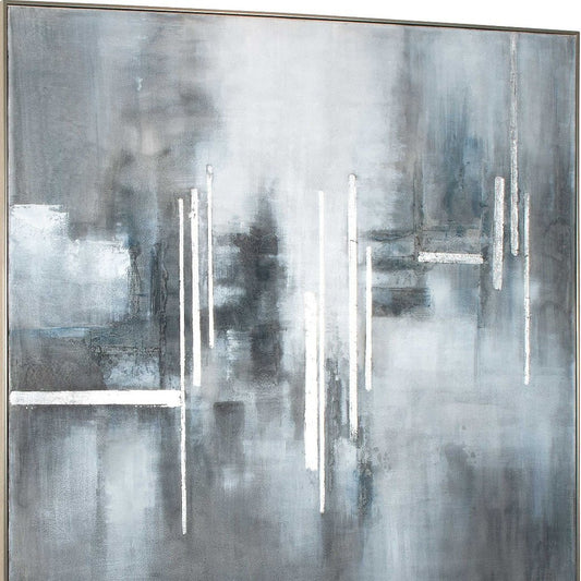 Royal Skies Hand Painted Silver Floater Frame Wall Art