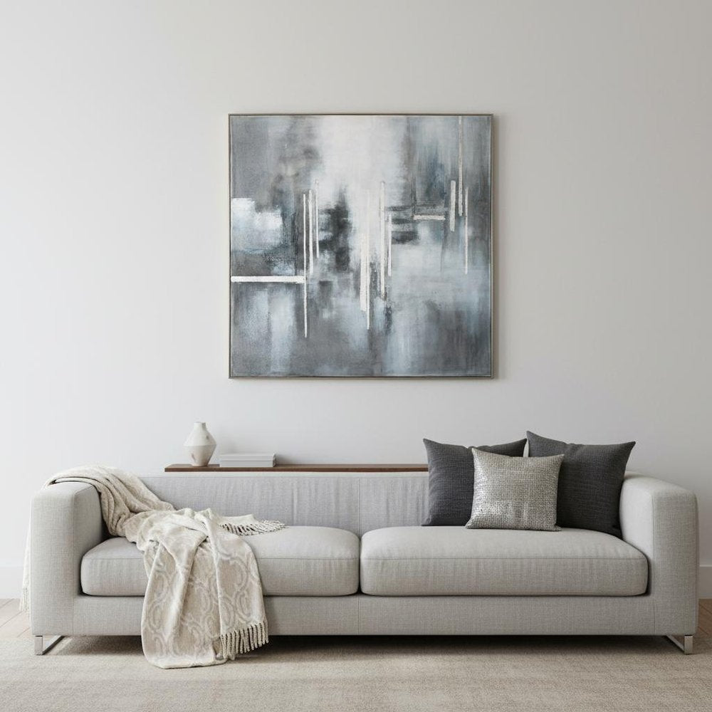 Royal Skies Hand Painted Silver Floater Frame Wall Art