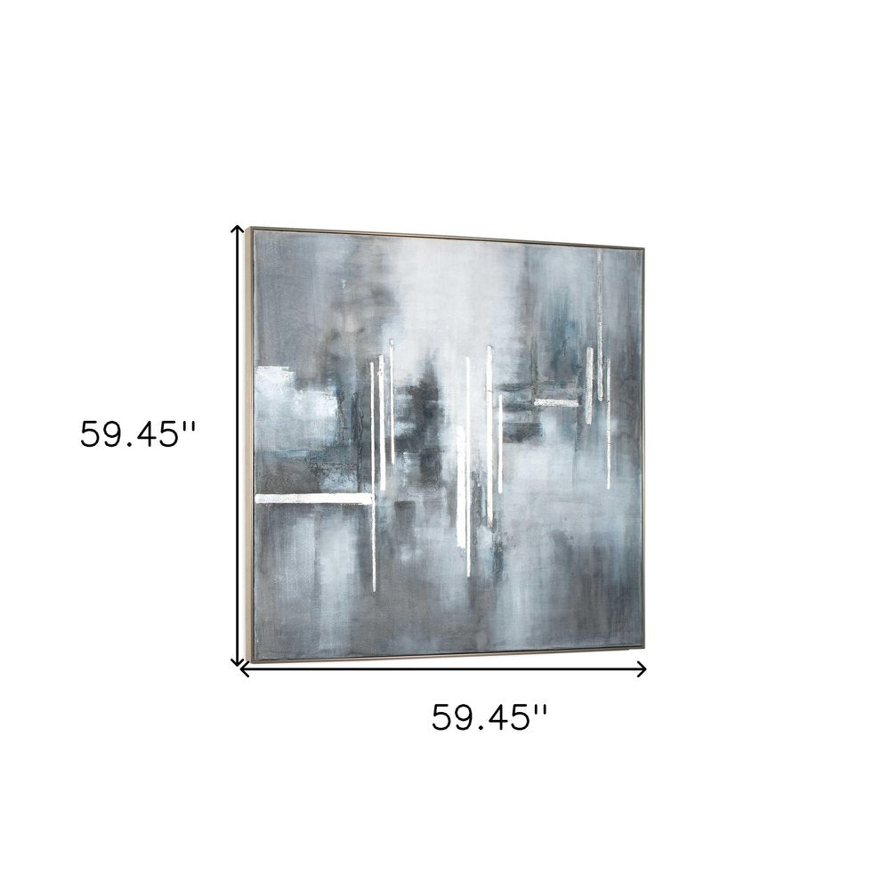 Royal Skies Hand Painted Silver Floater Frame Wall Art