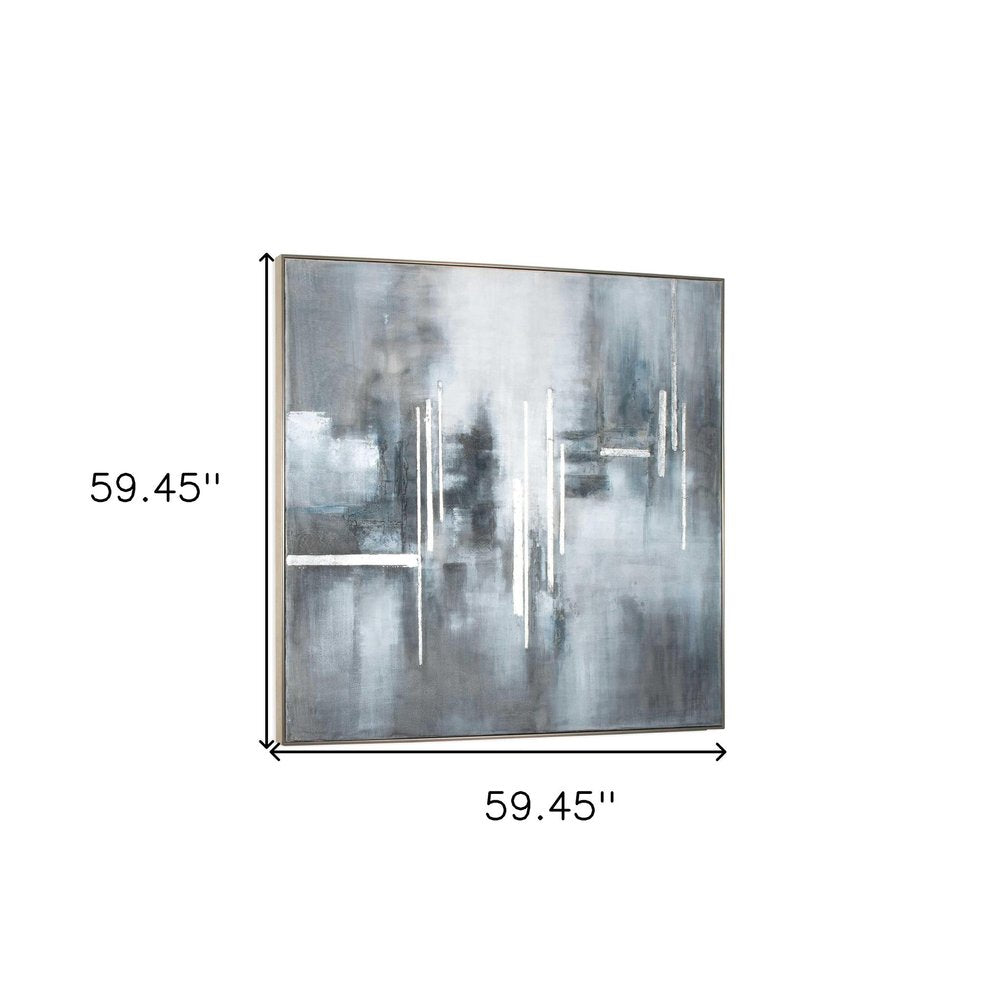 Royal Skies Hand Painted Silver Floater Frame Wall Art