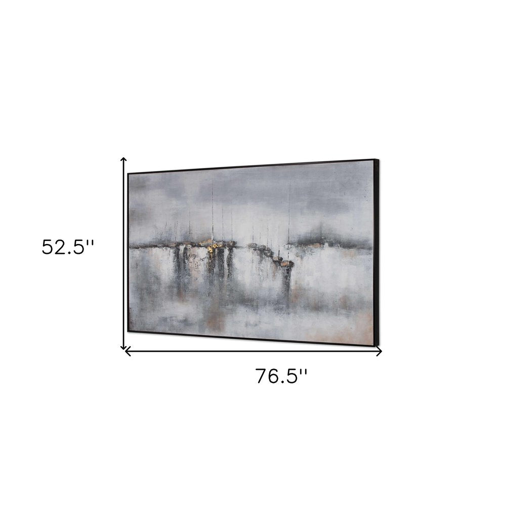 Hushed Breeze Hand Painted Black Floater Frame Wall Art