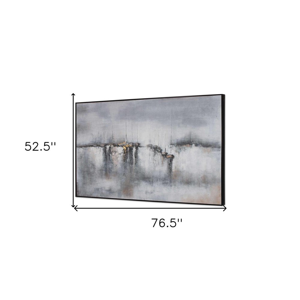 Hushed Breeze Hand Painted Black Floater Frame Wall Art