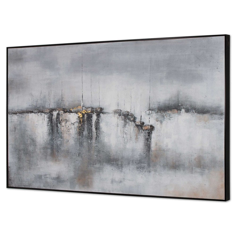 Hushed Breeze Hand Painted Black Floater Frame Wall Art