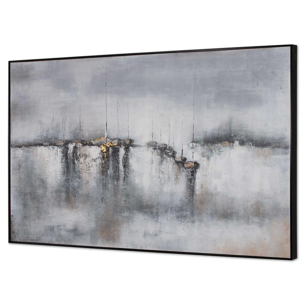 Hushed Breeze Hand Painted Black Floater Frame Wall Art