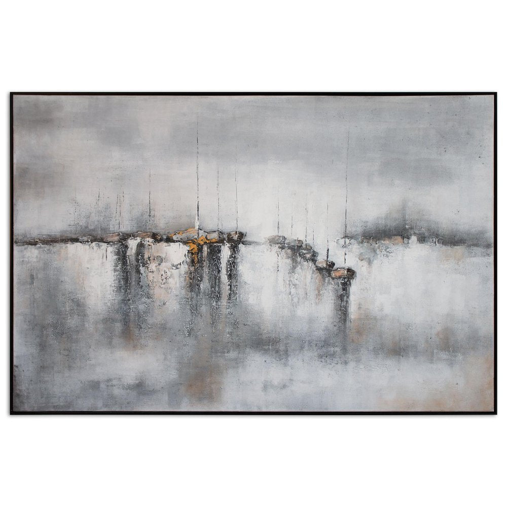 Hushed Breeze Hand Painted Black Floater Frame Wall Art