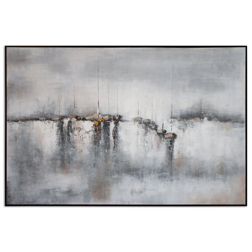 Hushed Breeze Hand Painted Black Floater Frame Wall Art