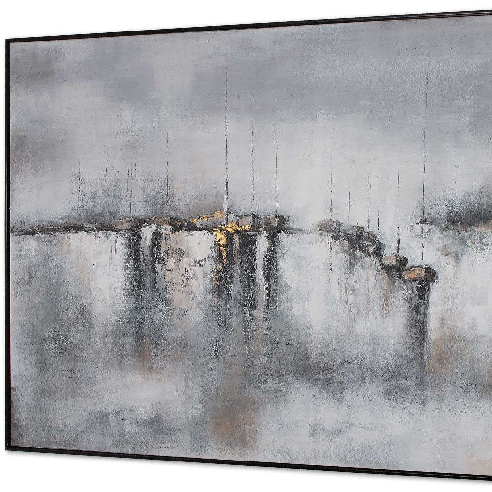 Hushed Breeze Hand Painted Black Floater Frame Wall Art