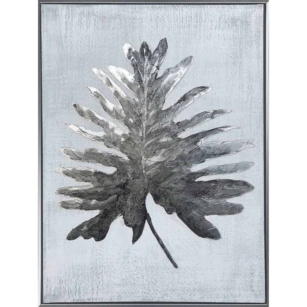 Silver Jungle I Hand Painted Silver Floater Frame Wall Art