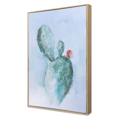 Desert Bloom Hand Painted Brown Floater Frame Wall Art
