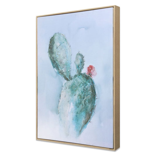 Desert Bloom Hand Painted Brown Floater Frame Wall Art
