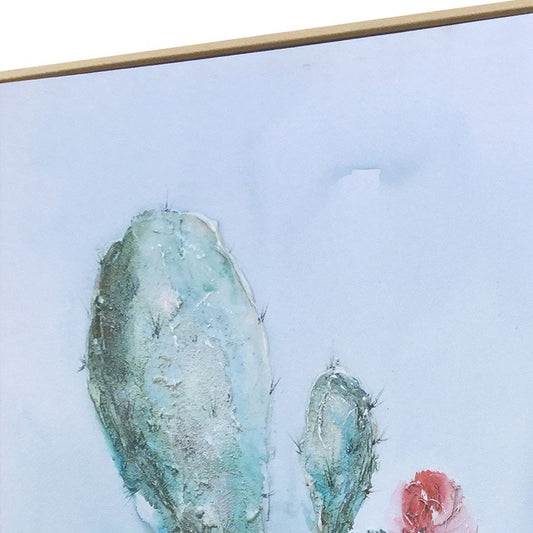 Desert Bloom Hand Painted Brown Floater Frame Wall Art