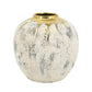 10" Gold Gray And Ivory Abstract Round Ceramic Table Vase