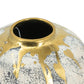 10" Ivory Gray And Gold Abstract Distressed Ceramic Round Table Vase