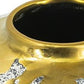 10" Gold Gray And Ivory Abstract Round Ceramic Table Vase