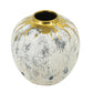 10" Ivory Gray And Gold Abstract Distressed Ceramic Round Table Vase