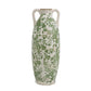 16" Green and White Leaf Amphora Ceramic Table Vase With Does Not Apply