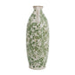 16" Green And White Leaf Ceramic Amphora Table Vase