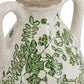 16" Green and White Leaf Amphora Ceramic Table Vase With Does Not Apply