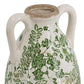 16" Green and White Leaf Amphora Ceramic Table Vase With Does Not Apply