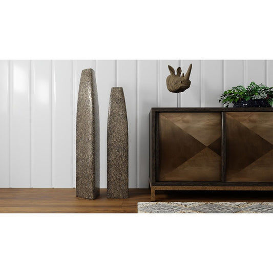 40" Gold Tapered Ceramic Floor Vase