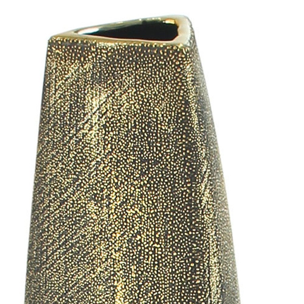 40" Gold Tapered Ceramic Floor Vase