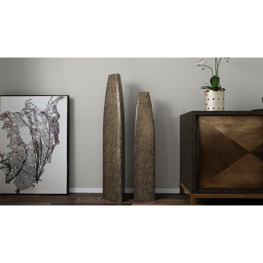 47" Gold Tapered Ceramic Floor Vase