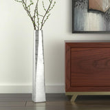 48" Silver Striped Tapered Ceramic Floor Vase