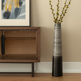 39" Black And Gray Ombre Tapered Ceramic Floor Vase