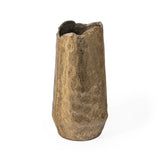 10" Gold Hammered Cylinder Aluminum Table Vase