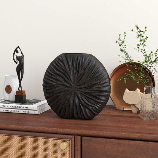 10" Gray Abstract Aluminum Table Vase