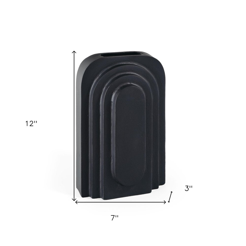 12" Black Geometric Aluminum Table Vase