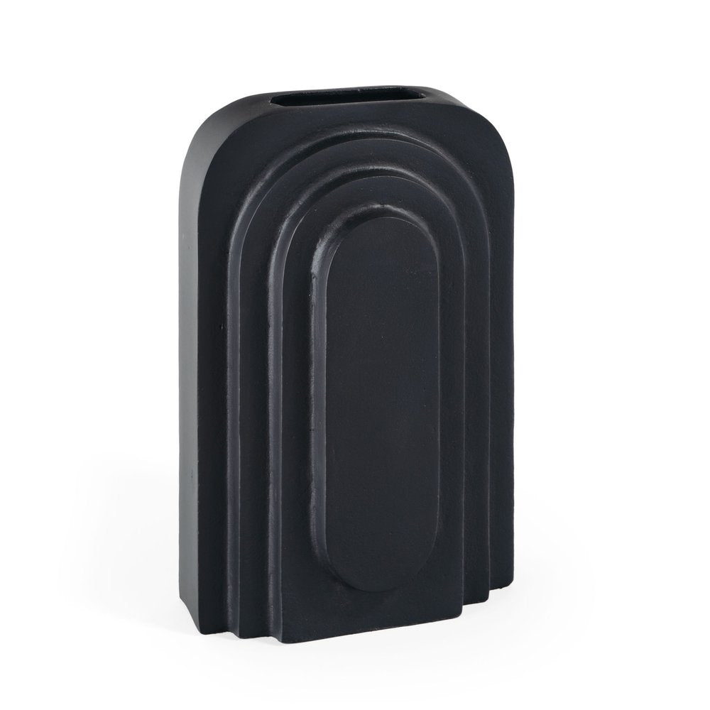 12" Black Geometric Aluminum Table Vase