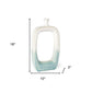 18" Aqua And White Ombre Ceramic Table Vase