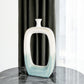 18" Aqua And White Ombre Ceramic Table Vase
