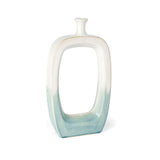 18" Aqua And White Ombre Ceramic Table Vase