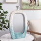 18" Aqua And White Ombre Ceramic Table Vase
