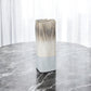 12" Brown Light Blue And Off White Color Block Square Ceramic Table Vase