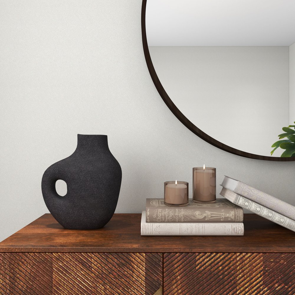 12" Black Aluminum Modern Abstract Table Vase