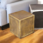Set of Two Black Silver And Antiqued Brass Aluminum Square Block End Tables