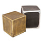Set of Two Black Silver And Antiqued Brass Aluminum Square Block End Tables